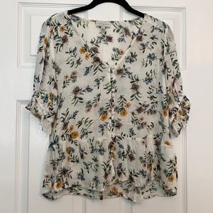 Lucky Brand Floral Peasant Top, Size XS